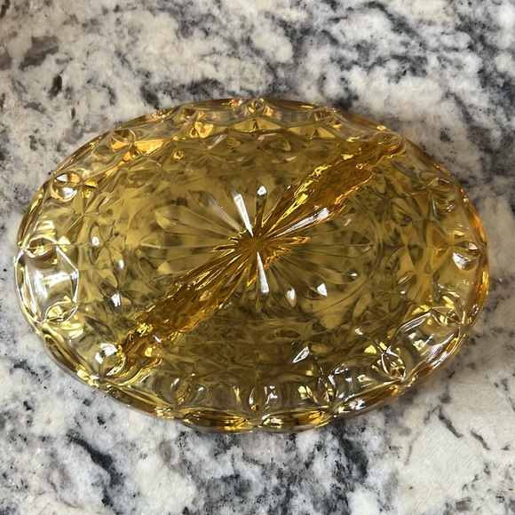 Anchor Hocking Fairfield Amber Divided Dish - Picture 6 of 6